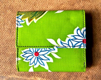 Green floral oil cloth French purse wallet