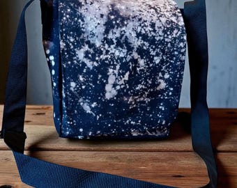 Reverse Bleach Dyed Canvas Messenger Bag: Crossbody Day Bag
