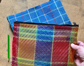 Love Shine Mesh 12” Zipper Pouch, Mexican Mesh Make up Bag