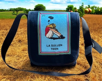 La Sullen Teen Canvas Messenger Bag: Mexican Loteria Courier