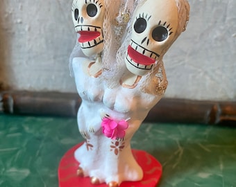 Wedding Lesbian Couple Day of the Dead Ceramic Figurine, Dia de los Muertos Beatles