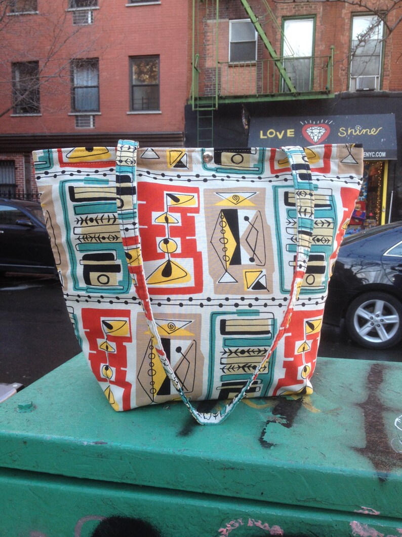 Classic Tote Market Bag Retro 50/'s Style Cotton Martini Print Tote Bag