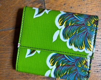 Green floral oil cloth French purse wallet