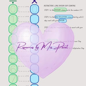 Step by Step Long Division Template and Skip Counting Help Chart - Etsy