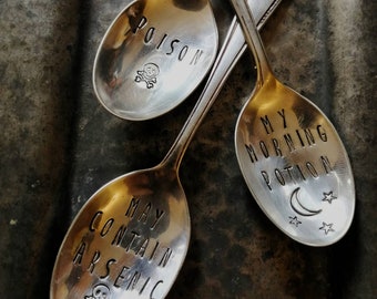 Halloween Spoon - Hand Stamped Small Vintage Spoon - Foodie Gift
