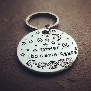 Under The Same Sky Keyring Hand Stamped Keychain Long Distance Gift Travel Gift Keepsake Gift Under the same stars