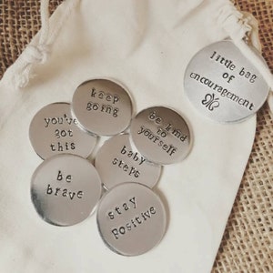 Little Bag Of Encouragement Hand Stamped Tokens Mindfulness Gift image 1