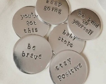 Custom Wellbeing Tokens - Hand Stamped Tokens - Mindfulness Gift - Letterbox gift
