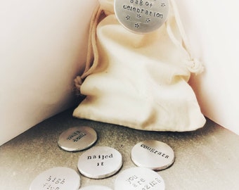 Little Bag Of Celebration - Hand Stamped Tokens - Congratulations Gift