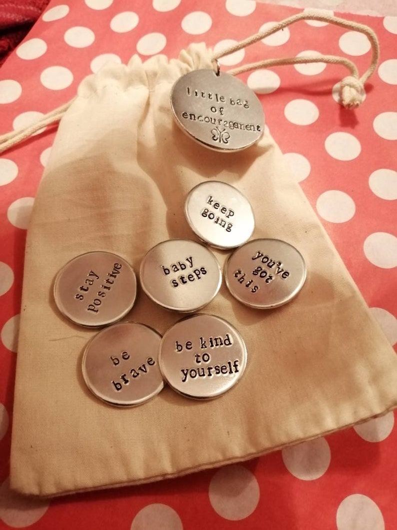 Little Bag Of Tokens Hand Stamped Tokens Mindfulness Gift Etsy