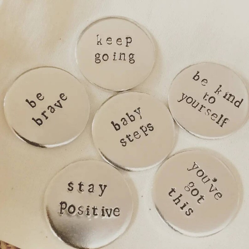 Little Bag Of Encouragement Hand Stamped Tokens Mindfulness Gift image 2