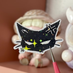 Holografische Sticker-Packung „Schwarze Leere Katze“ – niedliche Stanzung – von mir selbst gezeichnet