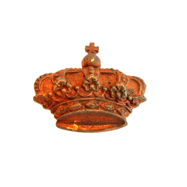 Vintage copper metal stamping crown 20mmx16mm, 3pcs
