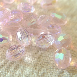Vintage Swarovski Kristallperlen, transprent rosa, facettierte Perlen, 10 Perlen