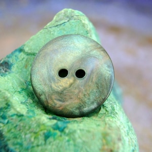 Buttons 20mm, plastic, unique green with inside colorful shades, simple buttons 2 holes, shinny-select amount