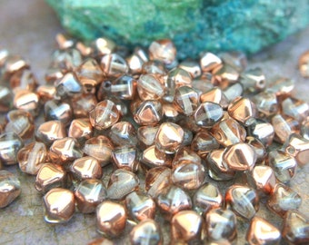 Czech Glass PINCH Beads 5x3mm SAT. MET. CROCUS PETAL