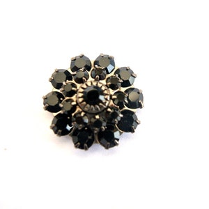 Schwarze Swarovski-Kristalle auf Vintage-Metall 20 mm Blumenform eingebettet - Menge wählen