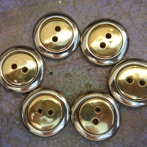 60 Vintage buttons gold color plastic with silver simple buttons 23mm /sale207