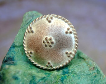 6 Vintage metal buttons etched dots unique color-pick up size