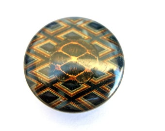 Vintage buttons, 6 pcs, brown color with inner design in gold color 22mm