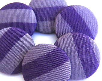 6 Handmade Fabric Covered Buttons: 32mm Oriental Stripes