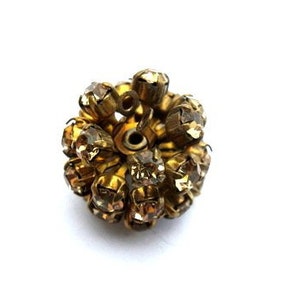 SWAROVSKI BEAD / PENDANT antique vintage metal with crystals 18mmx15mm