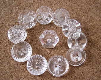 120 Antique vintage glass buttons, 12 types