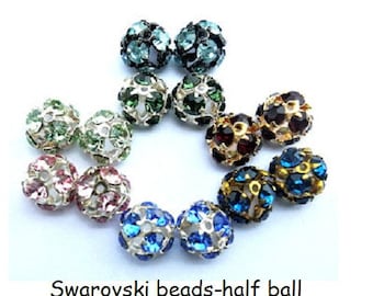 Cuentas de cristal Swarovski vintage: forma de media bola, 8 mm, 10 unidades