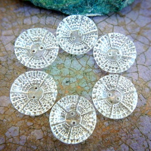 6 Antique vintage glass buttons 18mm