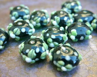 6 BEADS Vintage Czech handmade glass beads high quality rare beads 20mmx8mm