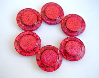 6 Plastic buttons, new buttons, red high quality buttons 25mm