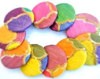 Covered Cloth Buttons: Handmade Large Colorful Fabric Buttons, 6pcs(38mm)