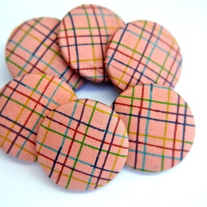 6 Fabric covered buttons handmade buttons, made of cloth cotton 32mm/3.2cm, retro style fabric