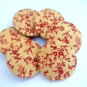 6 Fabric covered buttons handmade buttons, made of cloth cotton 32mm/3.2cm, retro style fabric, retro style