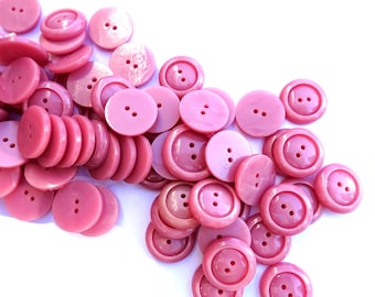 10 Vintage plastic buttons, pink, simple sweet buttons 15mm
