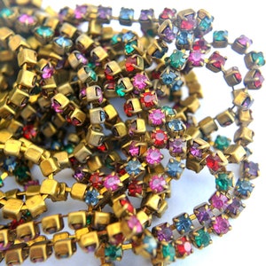 18 inches Vintage Swarovski chain, strass rhinestone chain, Swarovski crystals embedded in brass setting-Swc162