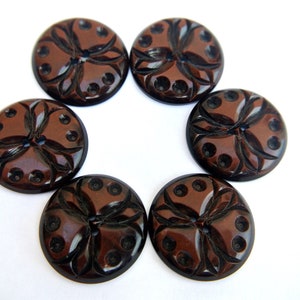 6 Vintage plastic flower buttons, casein buttons, unique design and color-select an option