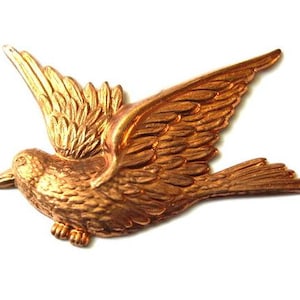 Vintage pigeon dove bird metal stamping finding 48mm