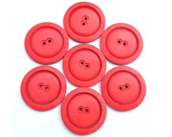 6 botones antiguos vintage, botones de plástico, rojos
