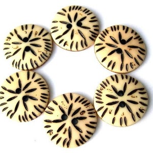 6 Vintage ethnic oriental buttons plastic 25mm sew on buttons image 1