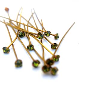 MIX lot of vintage Swarovski brass headpins with crystals, assorted colors and sizes, jewelry making findings-select quantity image 6