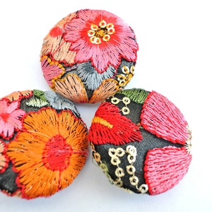 Black Buttons, Twill Suit Buttons, Fabric Covered Buttons, Pack of Buttons  