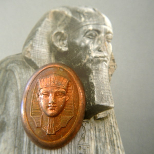 Vintage Egypt head of a men metal stamping 42mmx32mm