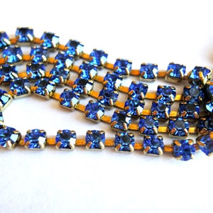 18 inches Vintage Swarovski chain, srass rhinestone chain, Swarovski crystals embedded in brass setting-Swc30