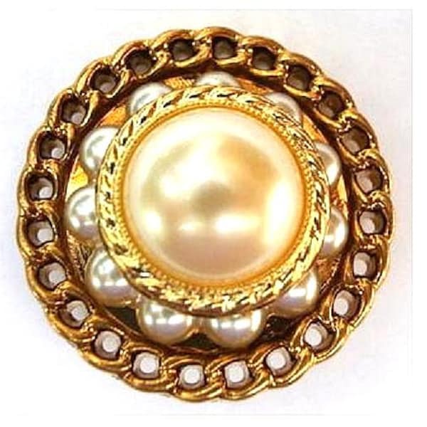 Vintage buttons, Jewel plastic trim button bronze color with pearls 30mm-choose quantitiy