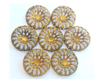 6 Vintage filigree flower shape 19mm