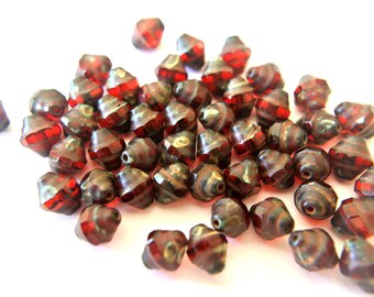 Translucent Red Czech Glass Beads: Matte Shade, 8mm, DIY Jewelry (12 Beads)