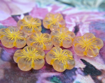 Perles de verre de fleur, perles d'hibiscus de forme de fleur hawaïenne de 21mm, perles de fleur tchèques, perles d'ART, perles de Picasso, 4 perles