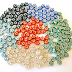 20 Flower beads, glass Czech Bohemian making jewelry beads, select color