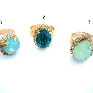 Swarovski crystal ring, large crystal, large ring, adjustable ring, artisian ring-select ring